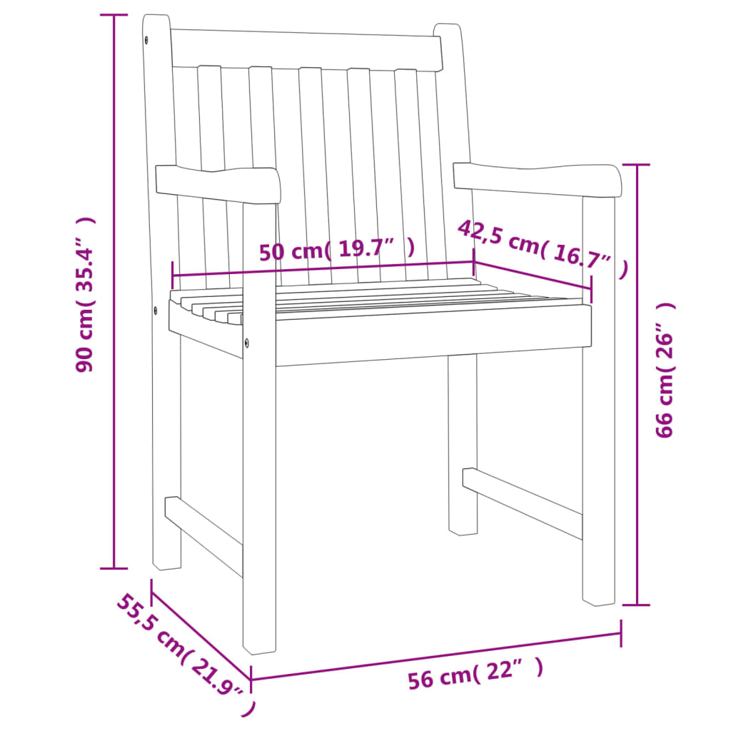 Sedie da Giardino 6 pz 56x55,5x90 cm Legno Massello di Acacia 3206273