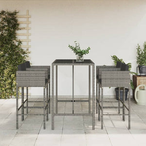 Set Bar da Giardino 5 pz con Cuscini in Polyrattan Grigio 3203925