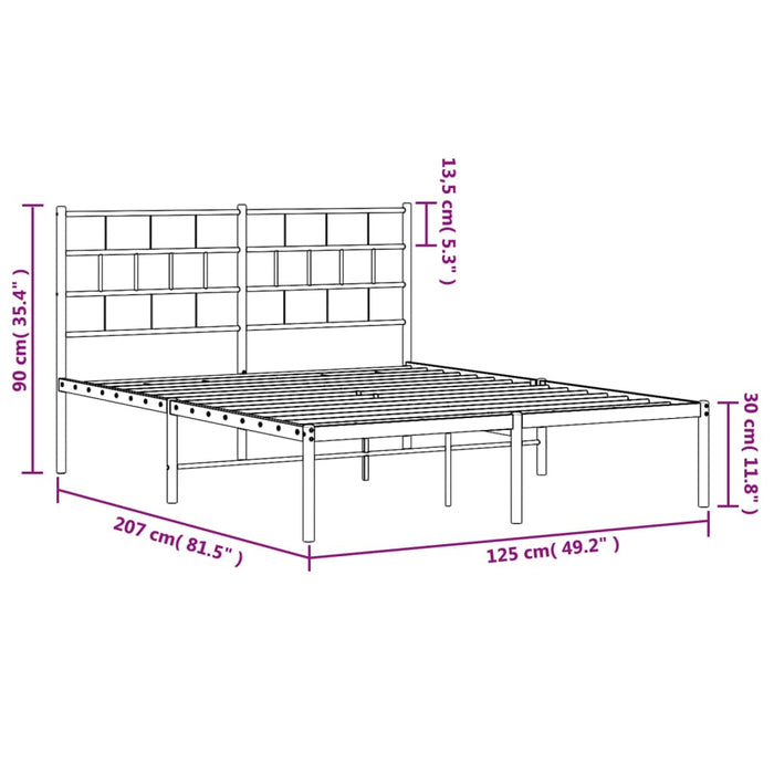 Giroletto con Testiera in Metallo Nero 120x200 cm 355657