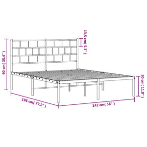 Giroletto con Testiera in Metallo Nero 135x190 cm 355658