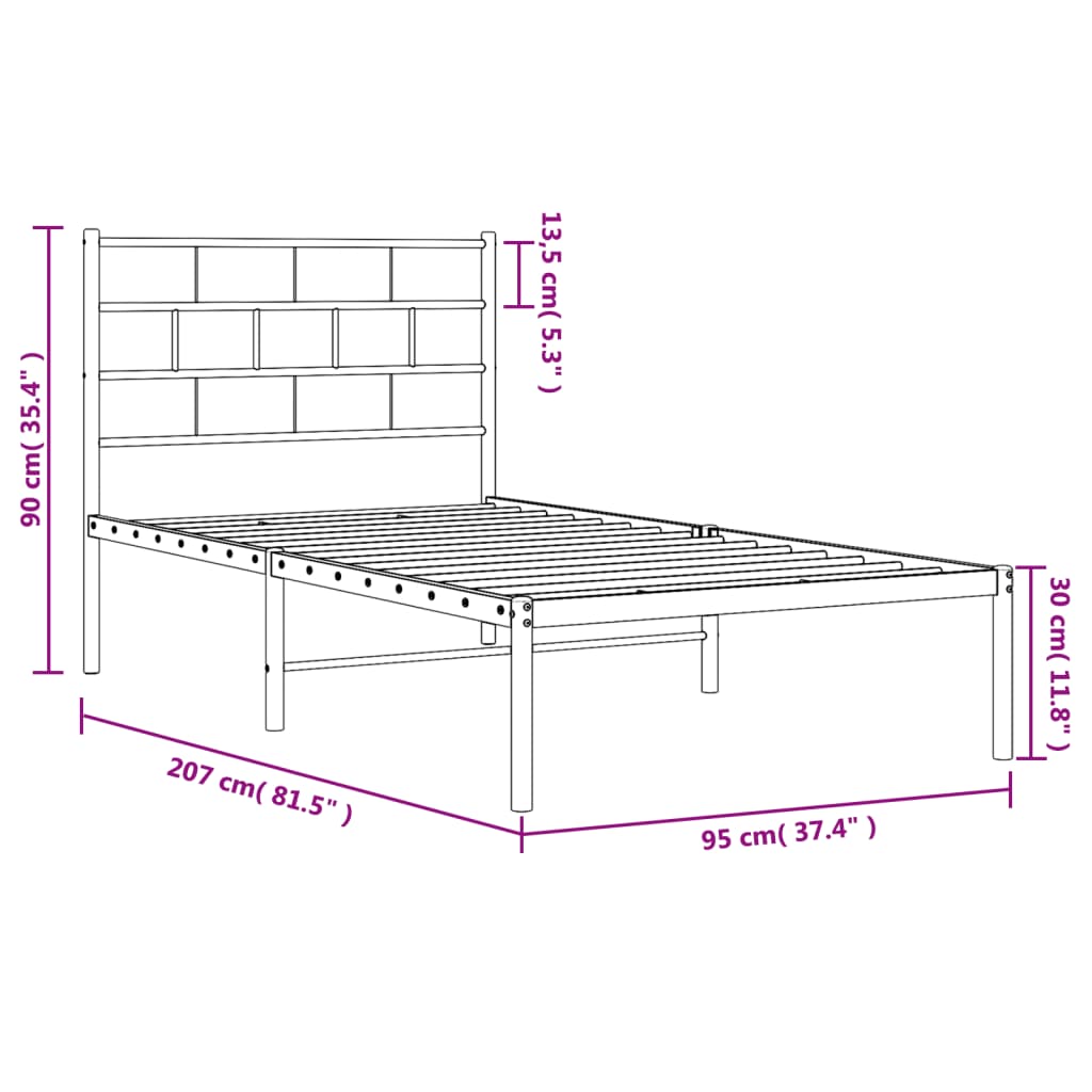 Giroletto con Testiera Metallo Bianco 90x200 cm 355701