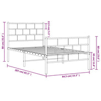 Giroletto con Testiera e Pediera Metallo Bianco 80x200 cm 355717