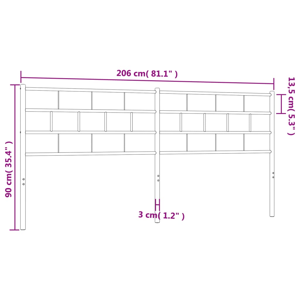 Testiera in Metallo Bianco 200 cm 355746