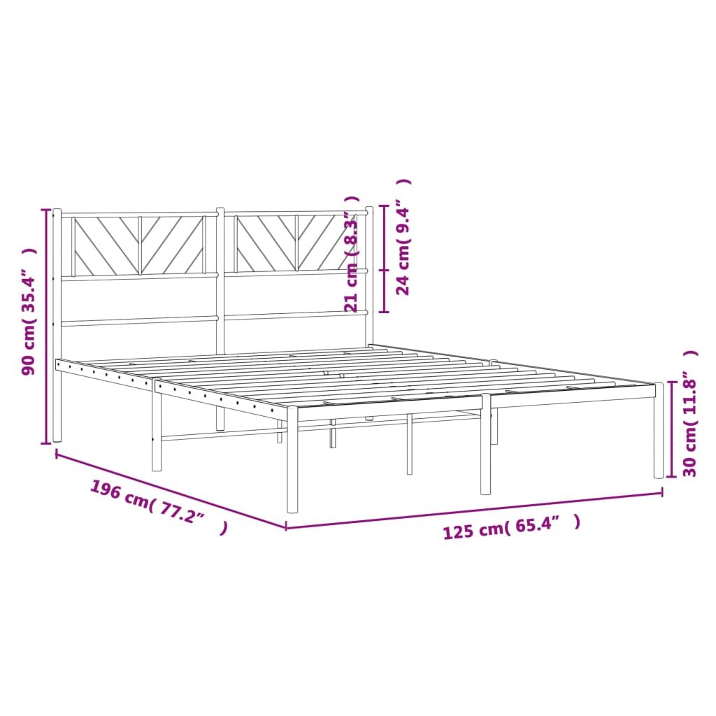 Giroletto con Testiera in Metallo Nero 120x190 cm 372176