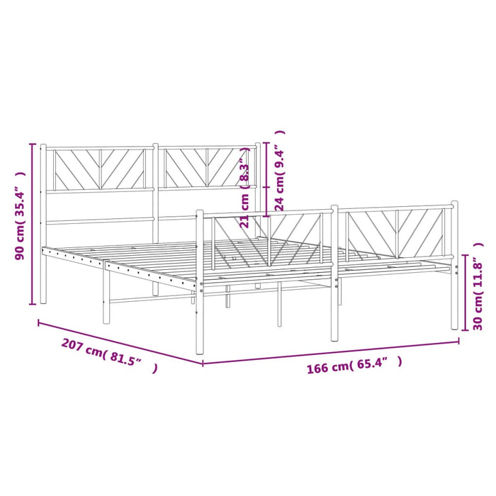 Giroletto con Testiera e Pediera Metallo Nero 160x200 cm 372200