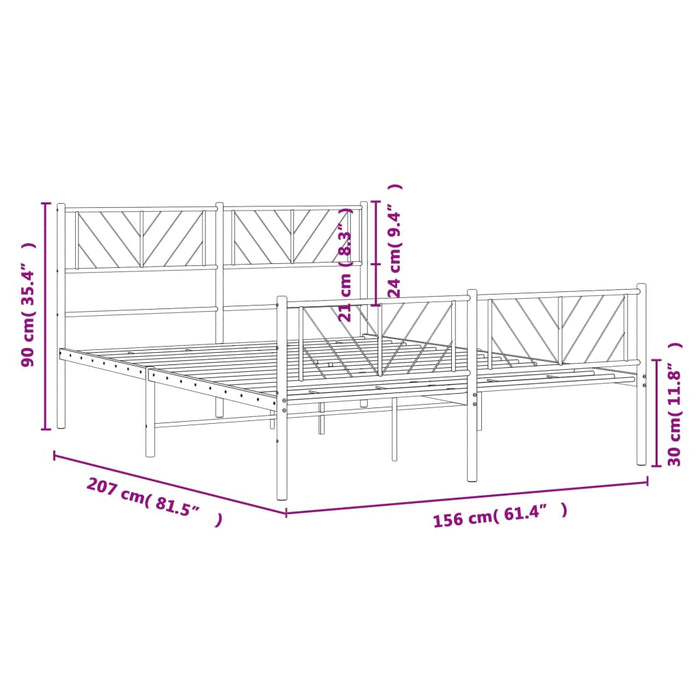 Giroletto con Testiera e Pediera Metallo Bianco 150x200 cm 372248