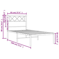 Giroletto con Testiera in Metallo Nero 90x190 cm 372269