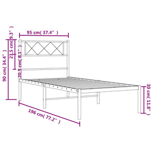 Giroletto con Testiera in Metallo Nero 90x190 cm 372269