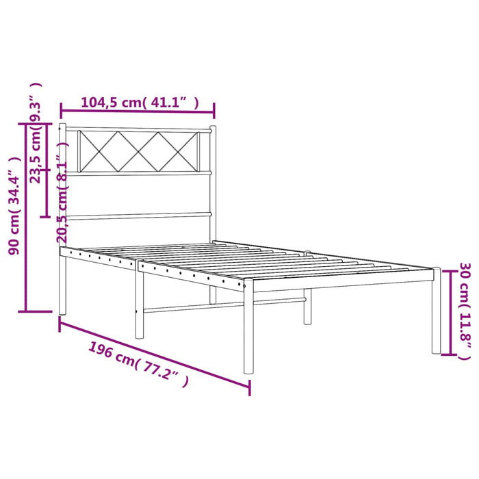 Giroletto con Testiera in Metallo Nero 100x190 cm 372271