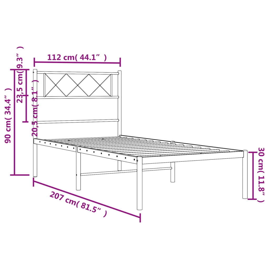 Giroletto con Testiera in Metallo Nero 107x203 cm 372273