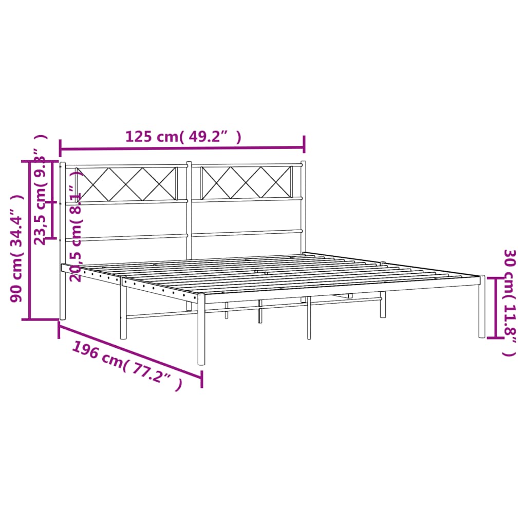 Giroletto con Testiera in Metallo Nero 120x190 cm 372274