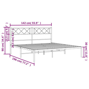 Giroletto con Testiera in Metallo Nero 135x190 cm 372276