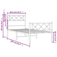 Giroletto con Testiera e Pediera Metallo Nero 80x200 cm 372286