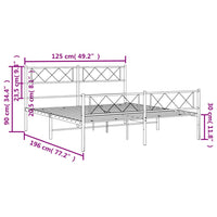 Giroletto con Testiera e Pediera Metallo Nero 120x190 cm 372292