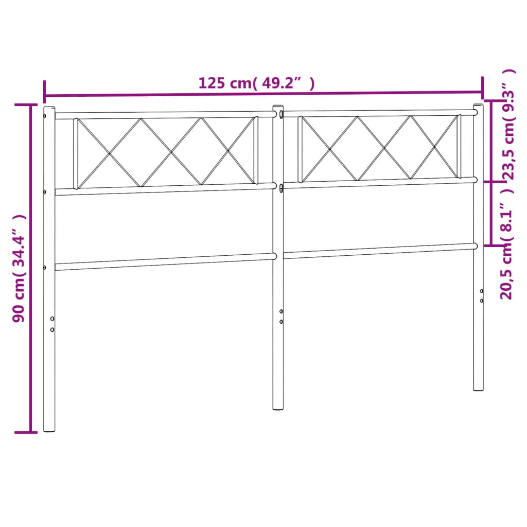 Testiera in Metallo Nero 120 cm 372308