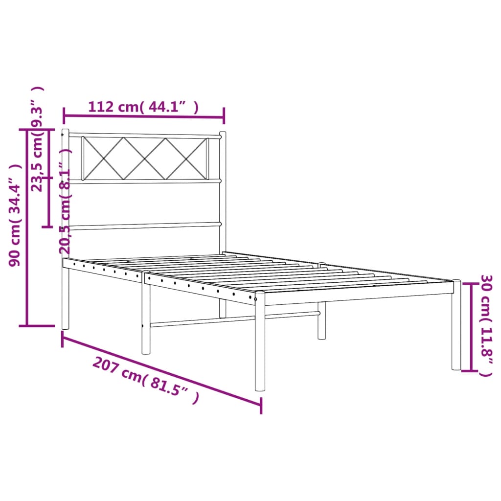 Giroletto con Testiera Metallo Bianco 107x203 cm 372322