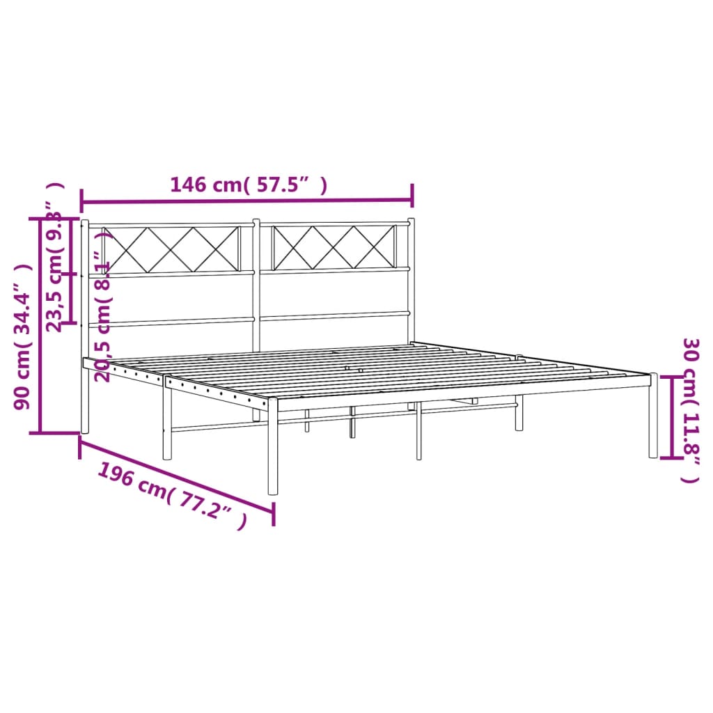 Giroletto con Testiera Metallo Bianco 140x190 cm 372326