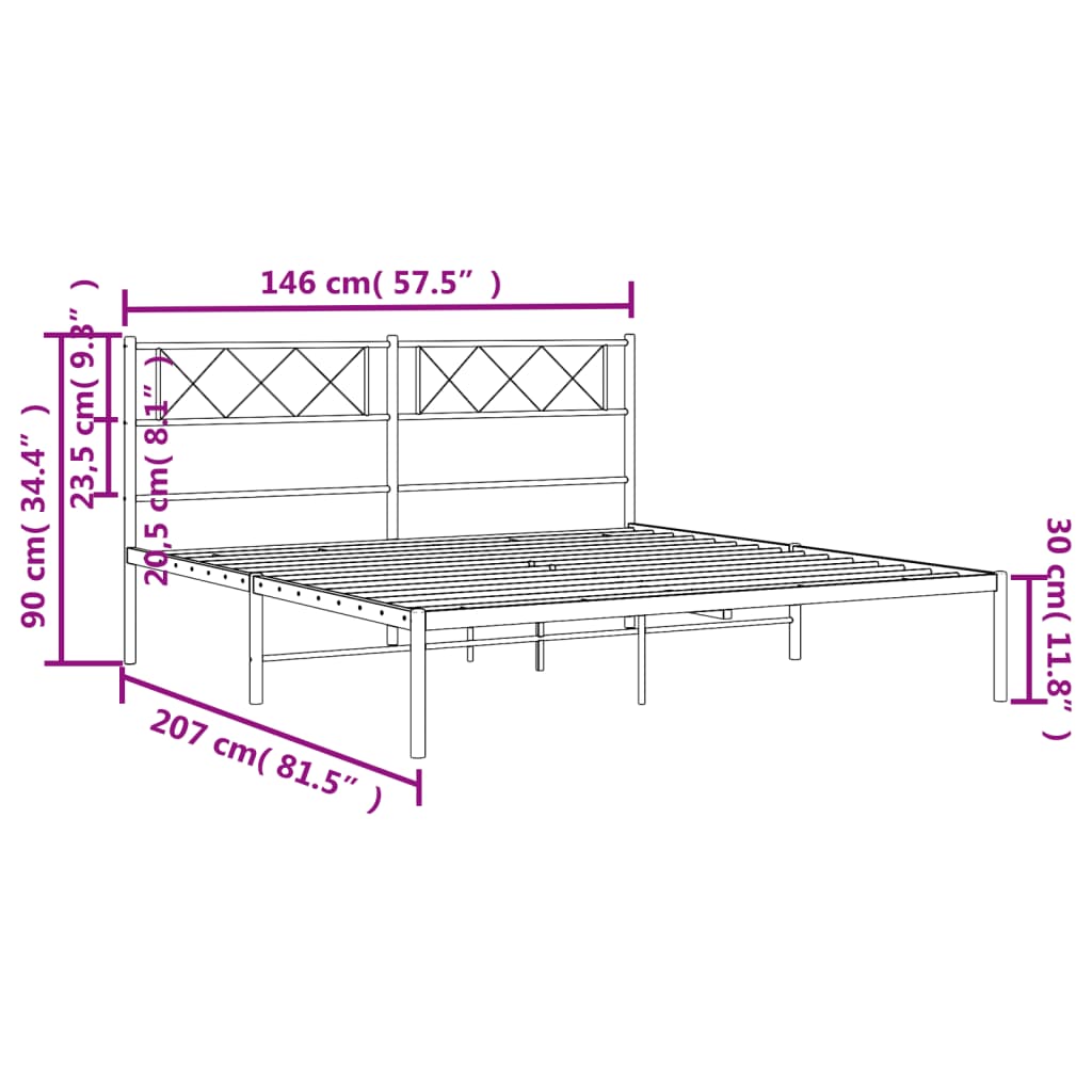 Giroletto con Testiera Metallo Bianco 140x200 cm 372327