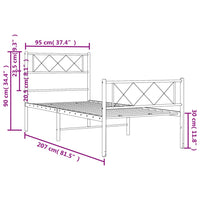 Giroletto con Testiera e Pediera Metallo Bianco 90x200 cm 372337