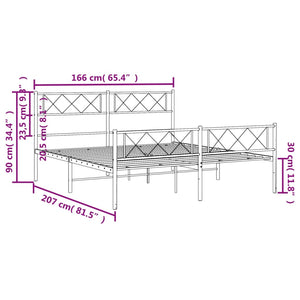 Giroletto con Testiera e Pediera Metallo Bianco 160x200 cm 372347