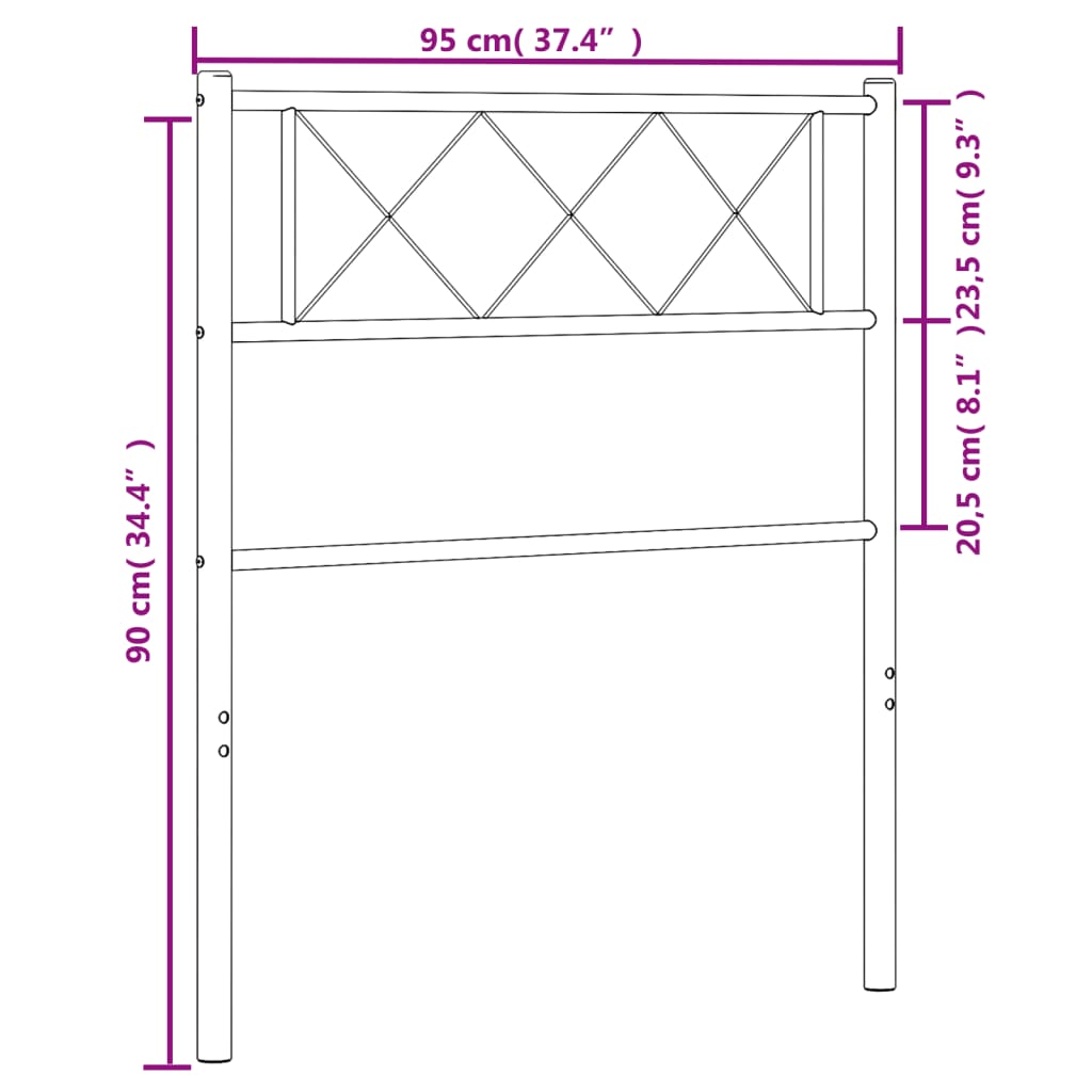 Testiera in Metallo Bianco 90 cm 372354