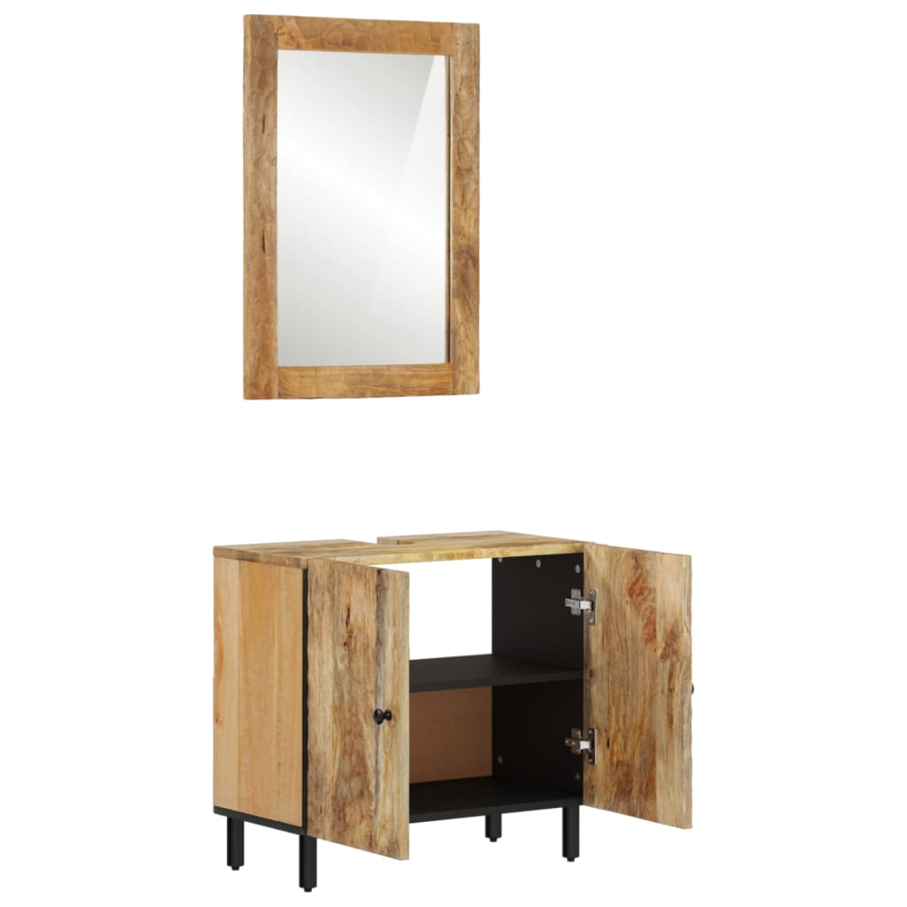 Set Mobili da Bagno 2pz in Legno Massello di Mango 3206301