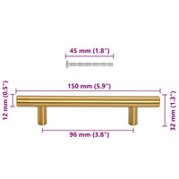 Maniglie per Mobili 10pz Oro 96mm in Acciaio Inox 155357