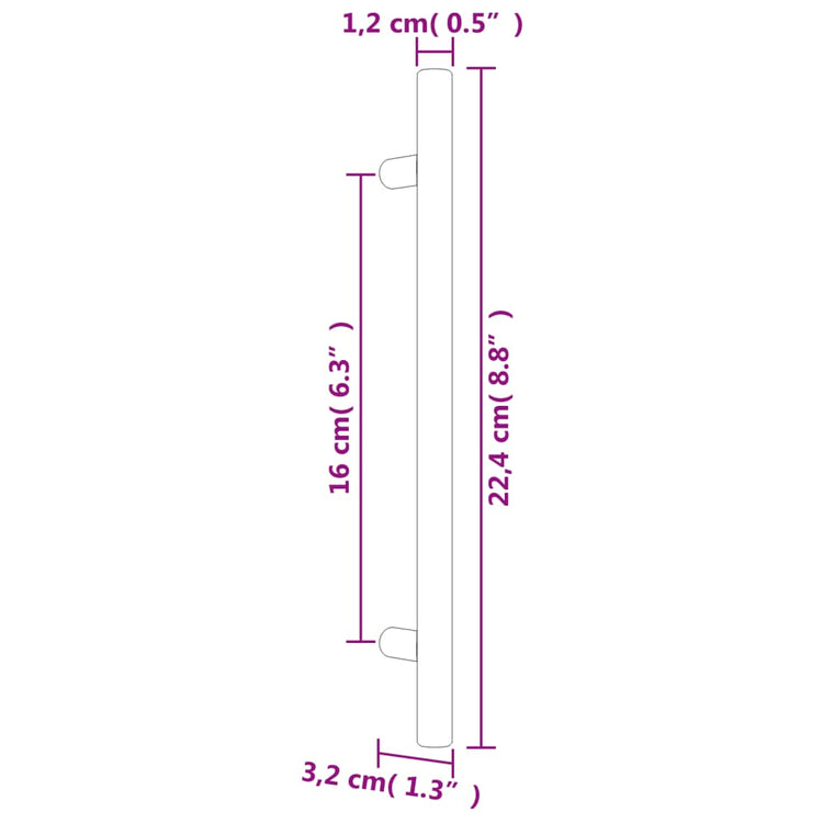 Maniglie per Mobili 10pz Nere 160mm in Acciaio Inox 155367