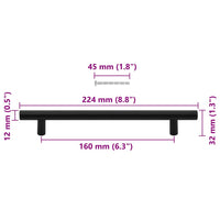 Maniglie per Mobili 10pz Nere 160mm in Acciaio Inox 155367