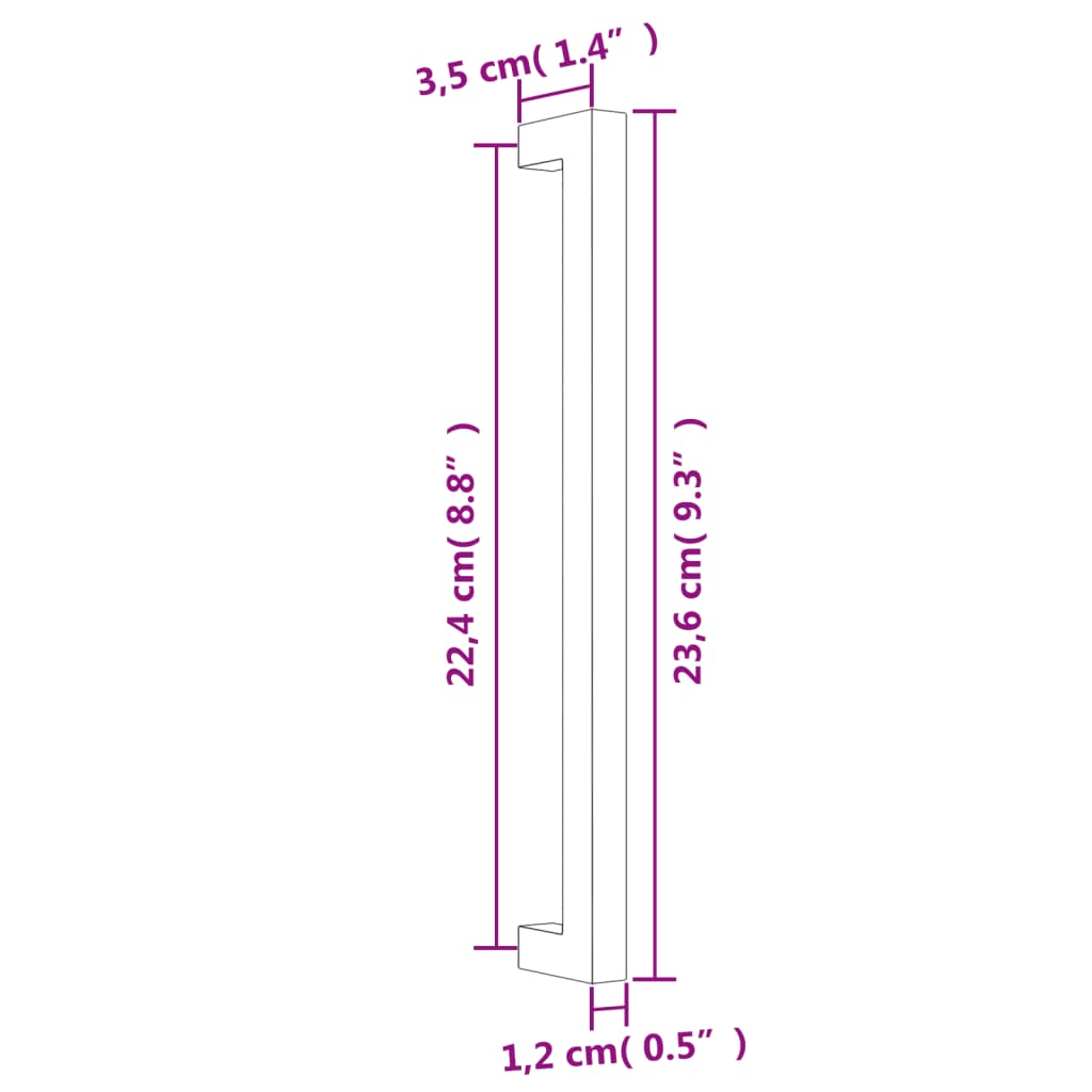 Maniglie per Mobili 5pz Argento 224mm in Acciaio Inox 155385