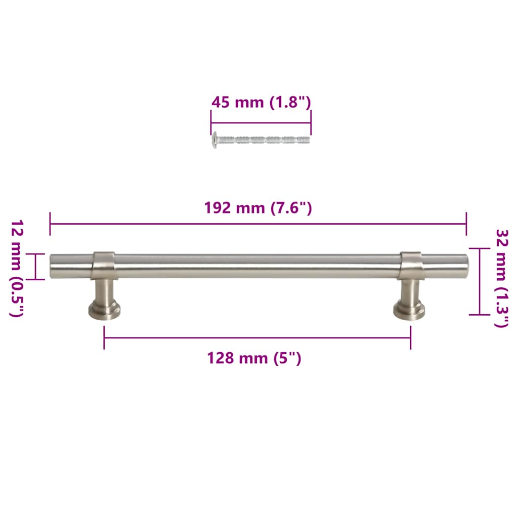 Maniglie per Mobili 10pz Argento 128mm in Acciaio Inox 155414