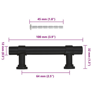 Maniglie per Mobili 10pz Nere 64mm in Acciaio Inox 155420