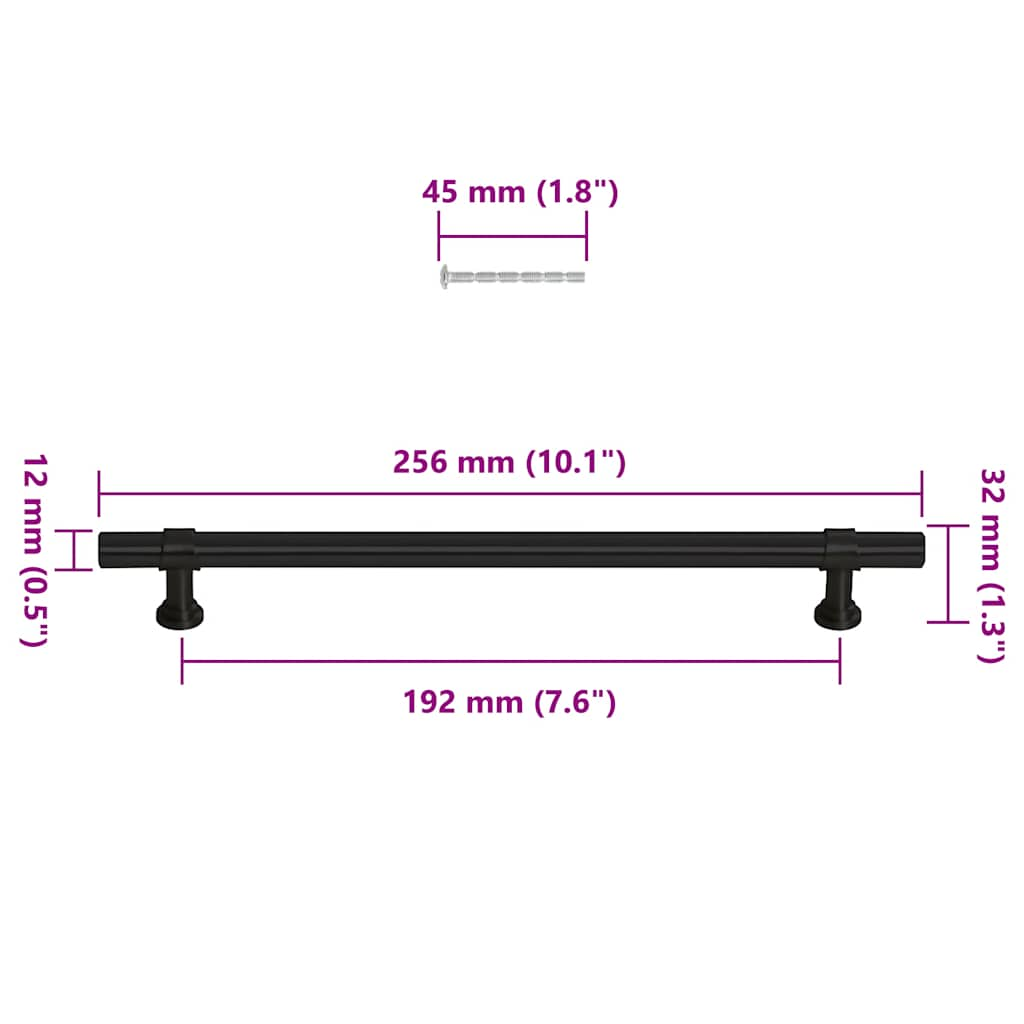 Maniglie per Mobili 5pz Nere 192mm in Acciaio Inox 155424