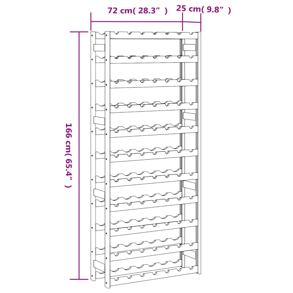 Portabottiglie per 77 Bottiglie Grigio Legno Massello di Pino 373383