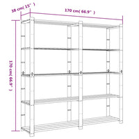 Scaffale a 5 Livelli Grigio 170x38x170 cm in Legno di Pino 373384