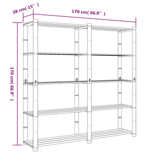 Scaffale a 5 Livelli Grigio 170x38x170 cm in Legno di Pino 373384