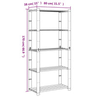 Scaffale a 5 Livelli Grigio 80x38x170 cm in Legno di Pino 373385