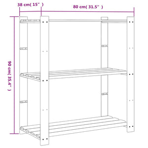 Scaffale a 3 Livelli Grigio 80x38x90 cm in Legno di Pino 373386