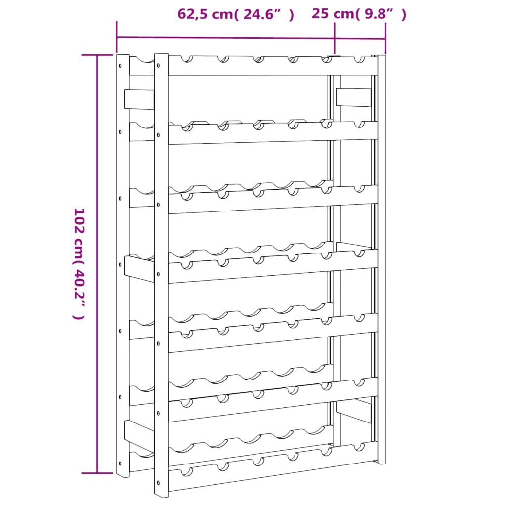 Portabottiglie per 42 Bottiglie Marrone Legno Massello di Pino 373392