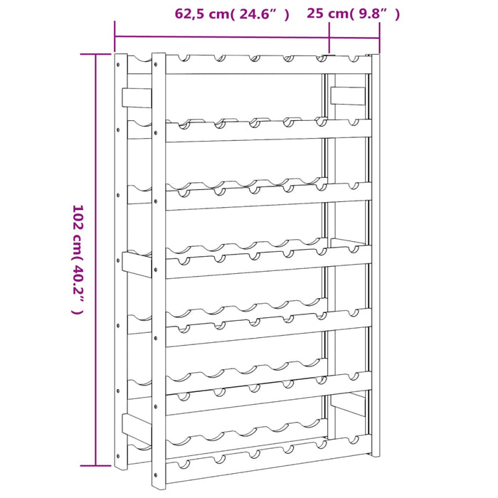 Portabottiglie per 42 Bottiglie Marrone Legno Massello di Pino 373392