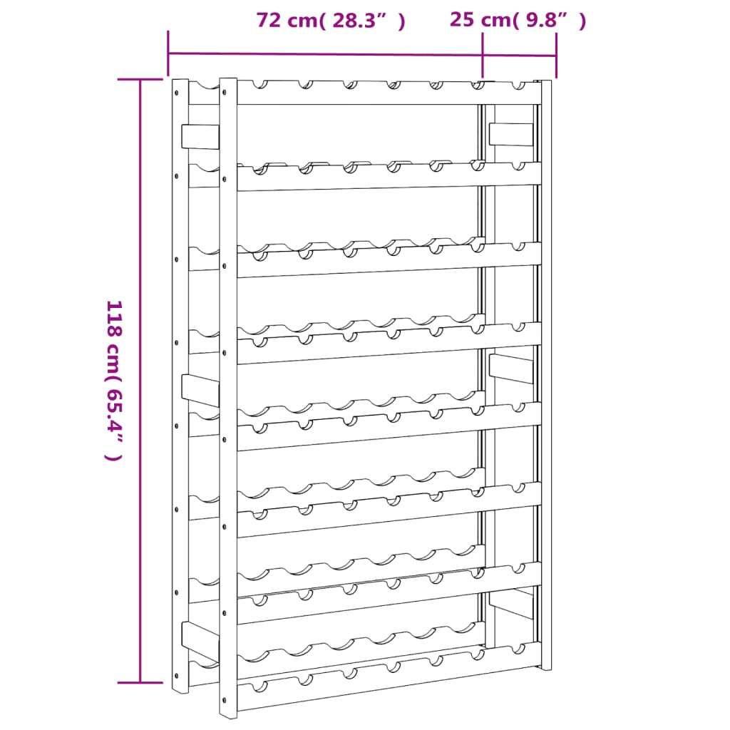 Portabottiglie per 56 Bottiglie Marrone Legno Massello di Pino 373393