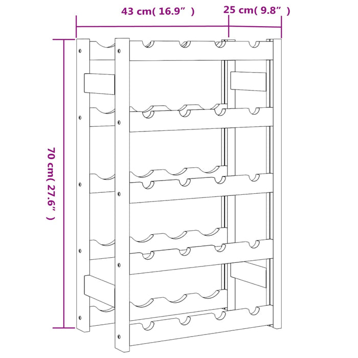 Portabottiglie per 20 Bottiglie Nero Legno Massello di Pino 373401