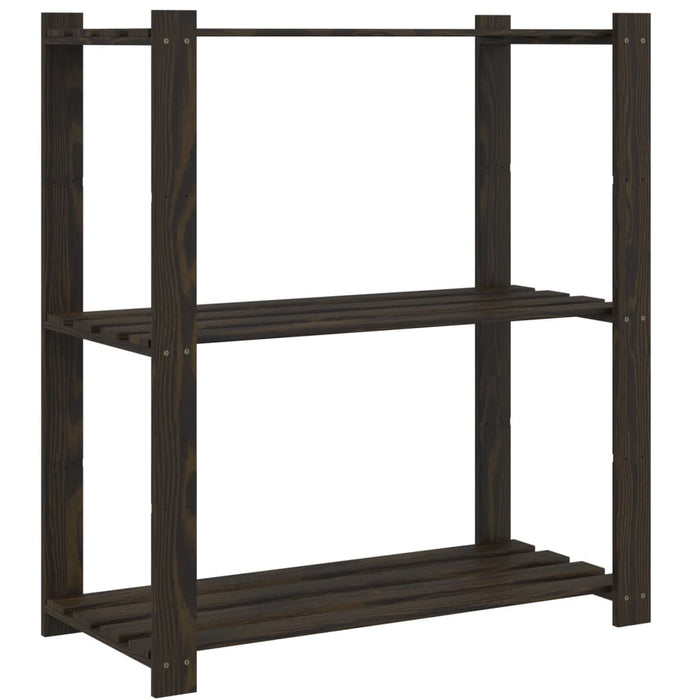 Scaffale a 3 Livelli Nero 80x38x90 cm in Legno Massello di Pino 373408