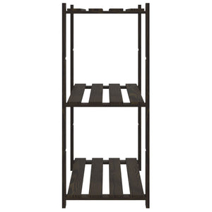 Scaffale a 3 Livelli Nero 80x38x90 cm in Legno Massello di Pino 373408