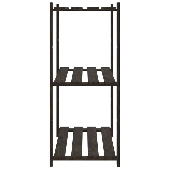 Scaffale a 3 Livelli Nero 80x38x90 cm in Legno Massello di Pino 373408