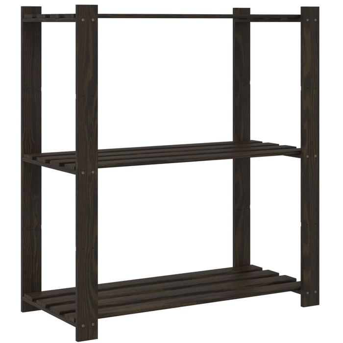 Scaffale a 3 Livelli Nero 80x38x90 cm in Legno Massello di Pino 373408