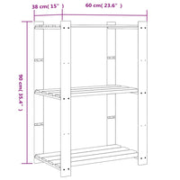 Scaffale a 3 Livelli Nero 60x38x90 cm in Legno Massello di Pino 373409