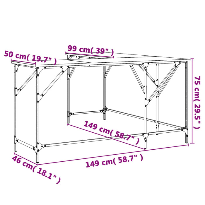 Scrivania Nera 149x149x75 cm in Legno Multistrato 837582