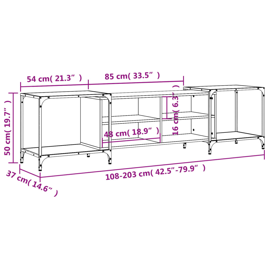 Mobile Porta TV Grigio Sonoma 203x37x50 cm in Legno Multistrato 837610