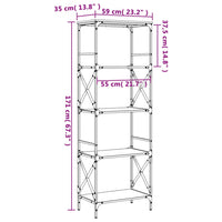 Libreria a 5 Ripiani Nera 59x35x171 cm in Legno Multistrato 837622